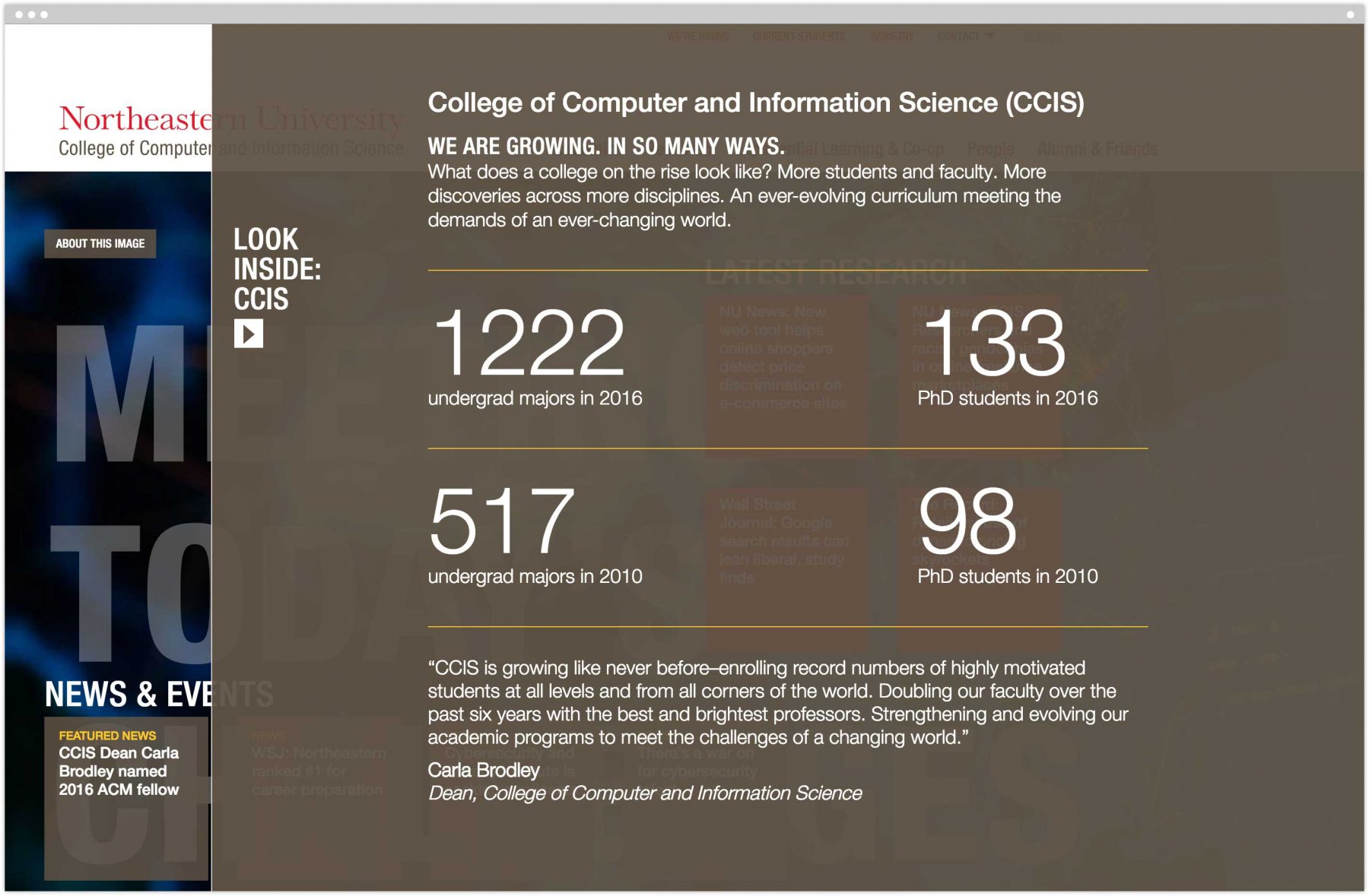 Homepage flyover CCIS statistics